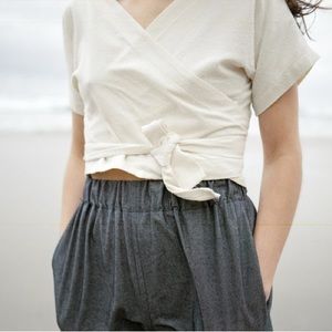 Lauren Winter Wraparound Linen Top